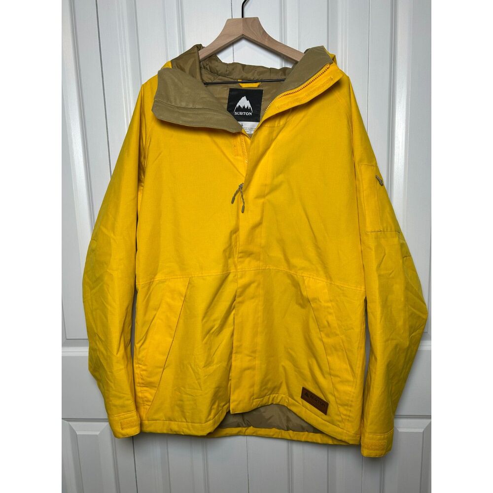 Burton MB Hilltop Snowboard Jacket Yellow Khaki Large Dryride Thermolite